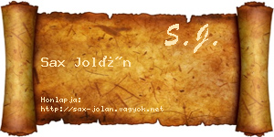 Sax Jolán névjegykártya